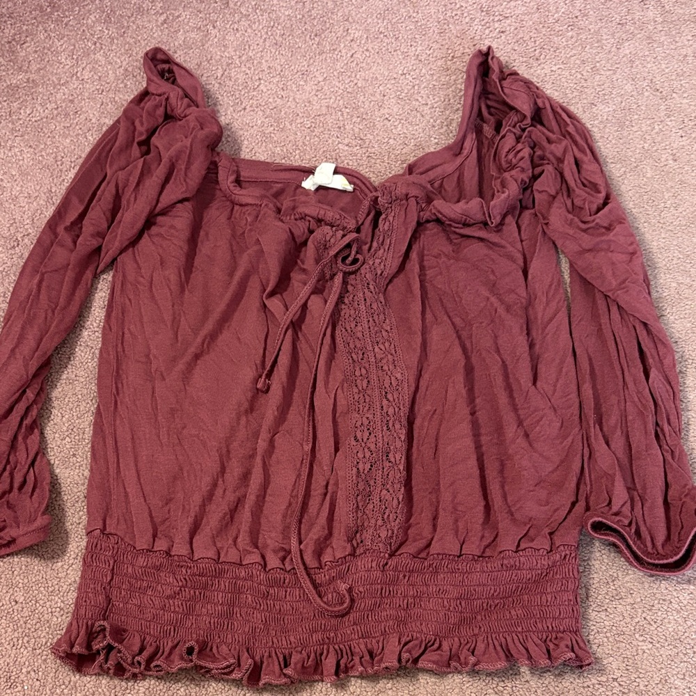 Glitz Maroon Ruched Blouse